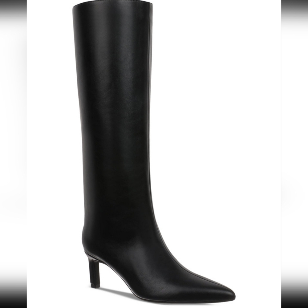 ON 34TH NEW BLACK SMOOTH STOVEPIPE KNEE HIGH BOOTS
